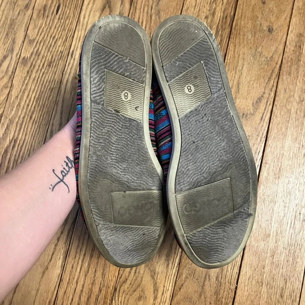 Bongo Womens Multi Color Striped Canvas Slip On Alpargata Flats Shoes Size 8M